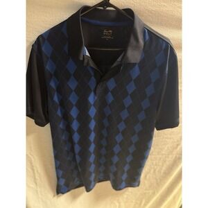 Tasso Elba Men's Golf Polo Blue‎ And Black Polyester Size M